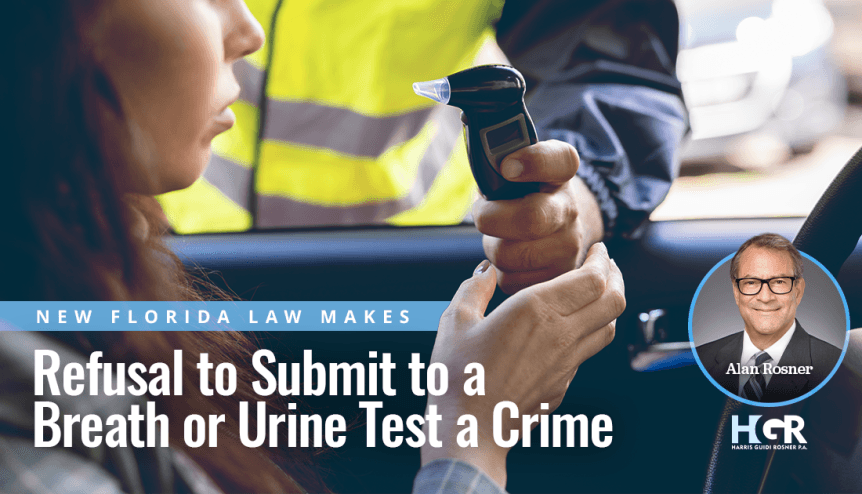 Florida now criminalizes refusal to submit to a breath test as a misdemeanor, with up to 60 days jail, $500 fine, plus license suspension for first refusal.